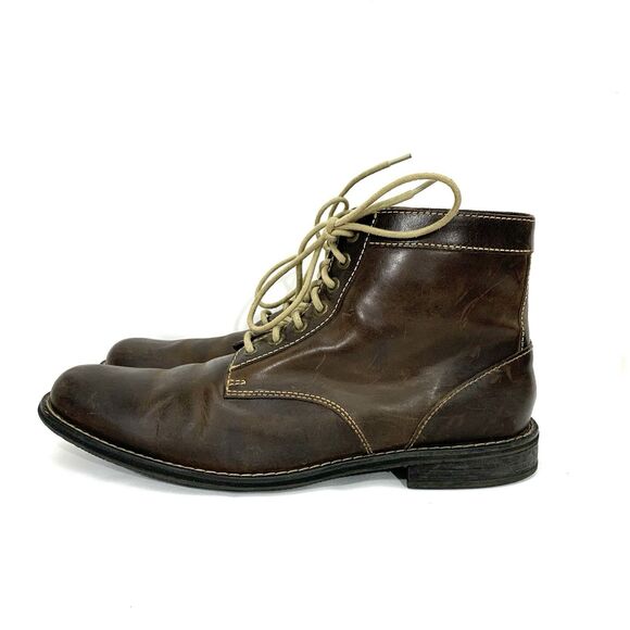 Cole Haan Mens Derby  Chocolate Brown Lace Up Leather Dress Boots Size 12 - Picture 1 of 13